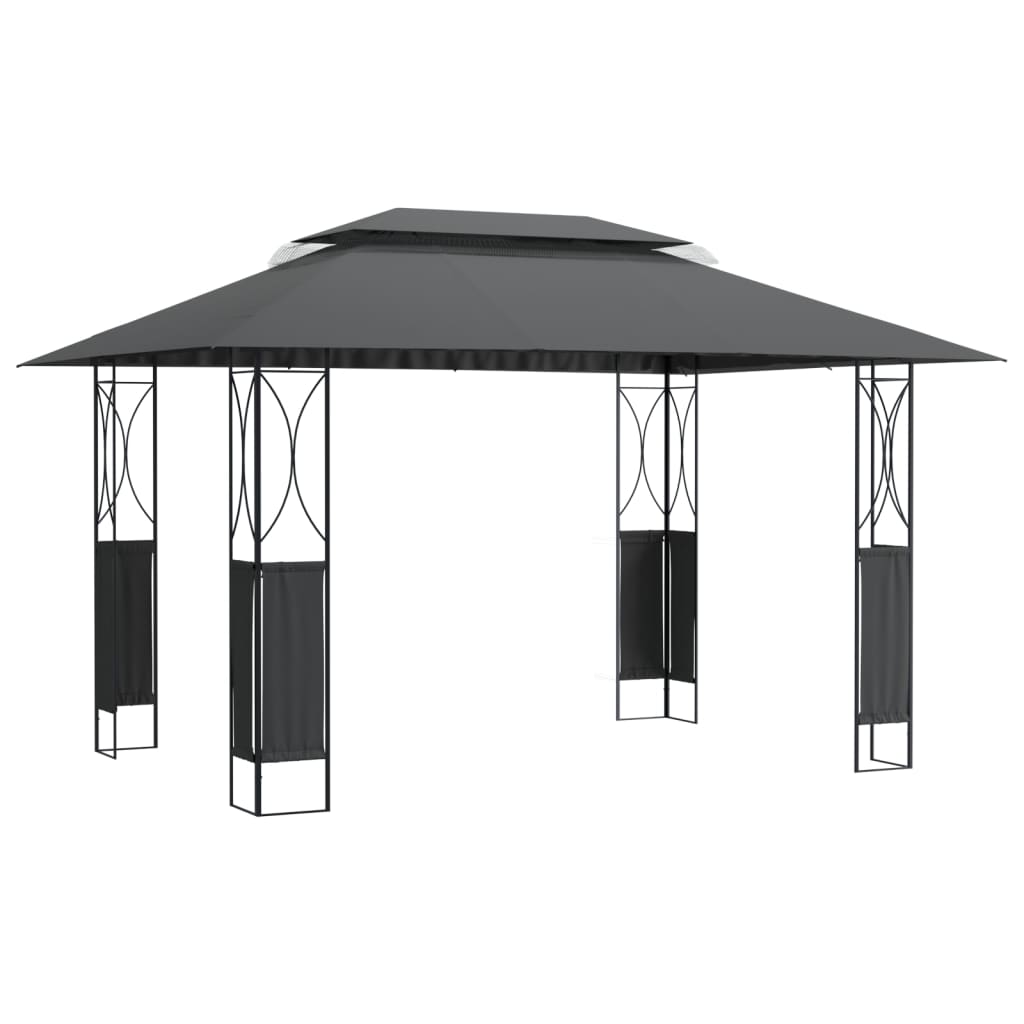 vidaXL Cenador con tejado acero gris antracita Dimensiones 300 x 300 x 270 cm, 400 x 300 x 270 cm