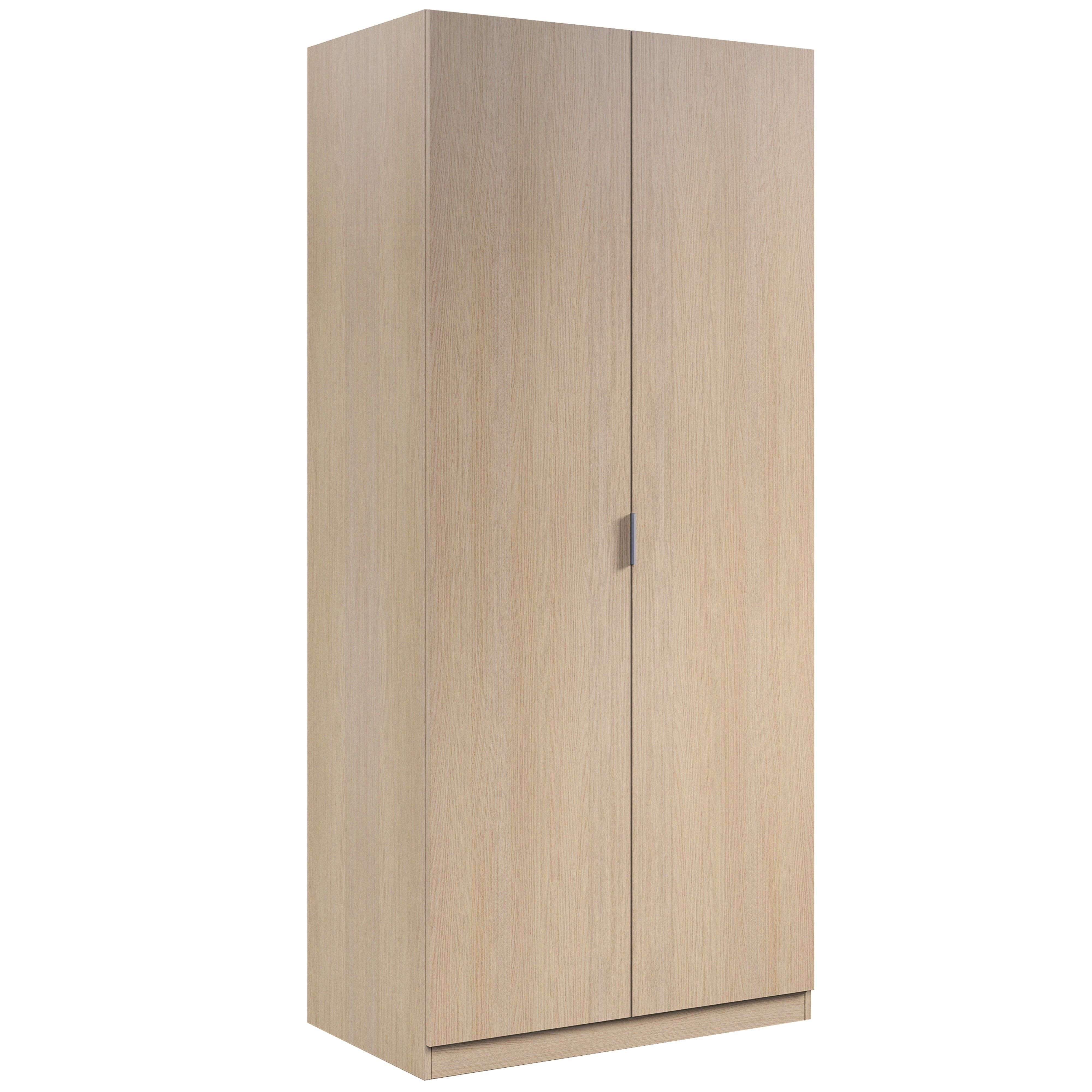 Miroytengo Armario ropero 2 puertas abatibles dormitorio habitación juvenil infantil mueble color roble 180x82x52 cm