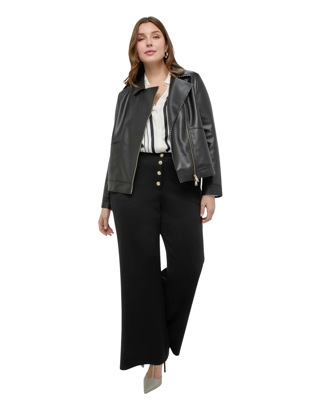 Fiorella Rubino - Chaqueta biker con detalles a rayas