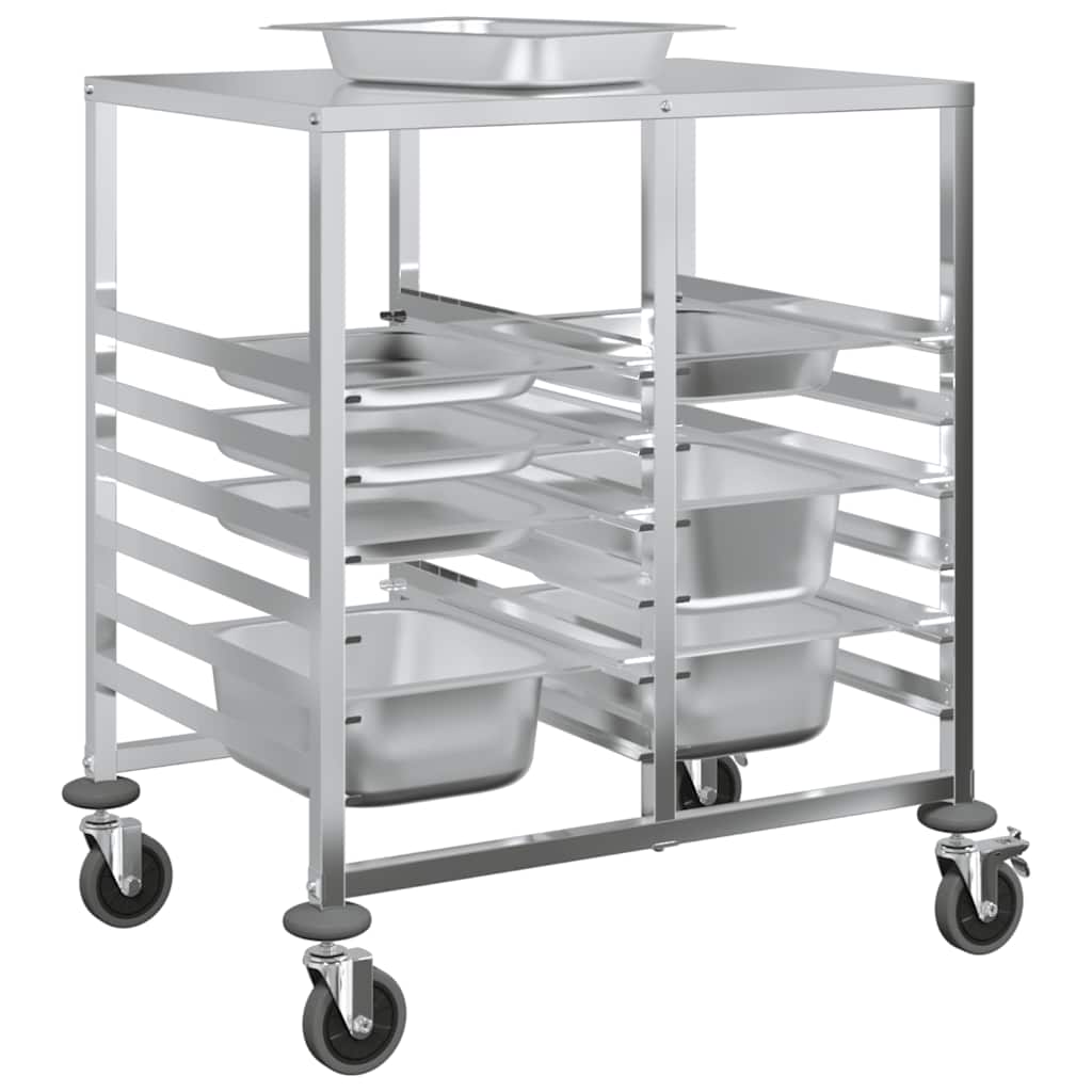 vidaXL Carro con bandejas y 12 contenedores GN 75x55x87 cm