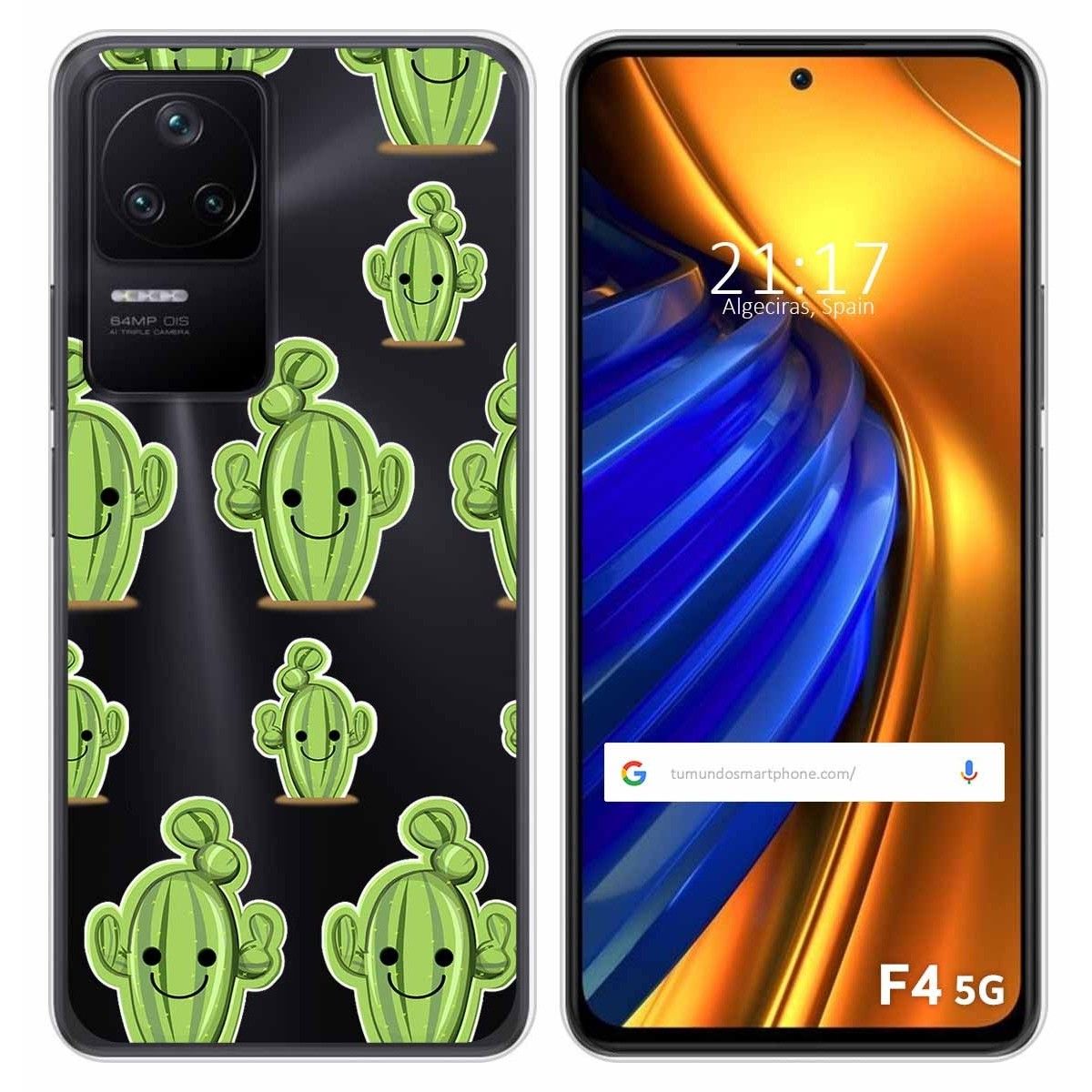 Funda Silicona Transparente para Xiaomi Poco F4 5G diseño Cactus Dibujos