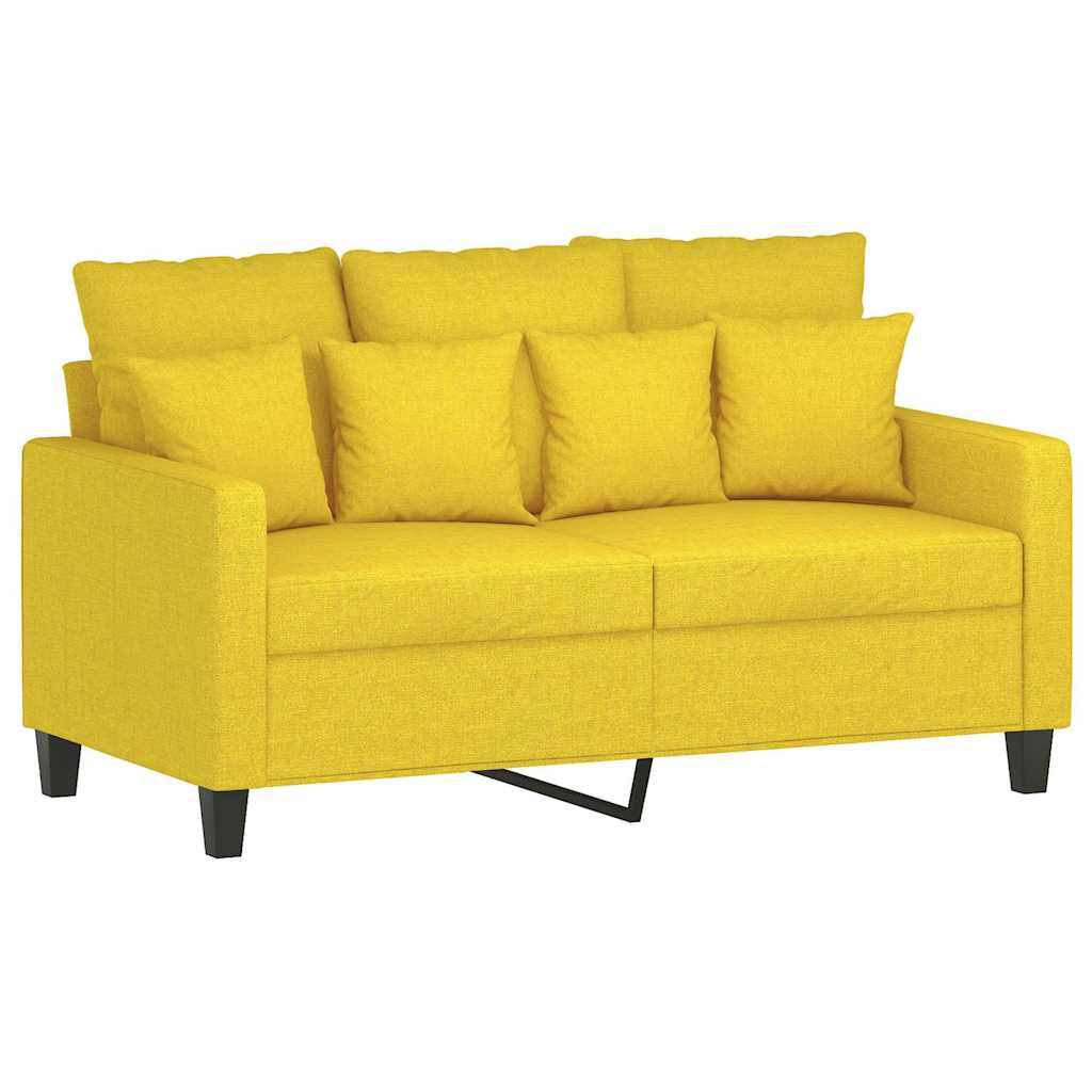 vidaXL Sofá de 2 plazas de tela amarillo claro 120 cm
