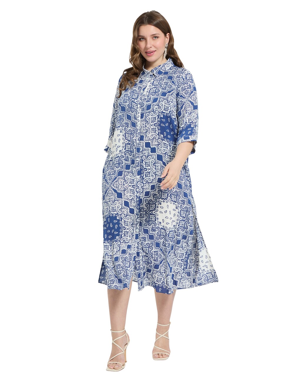 Fiorella Rubino - Vestido camisero estampado bandana