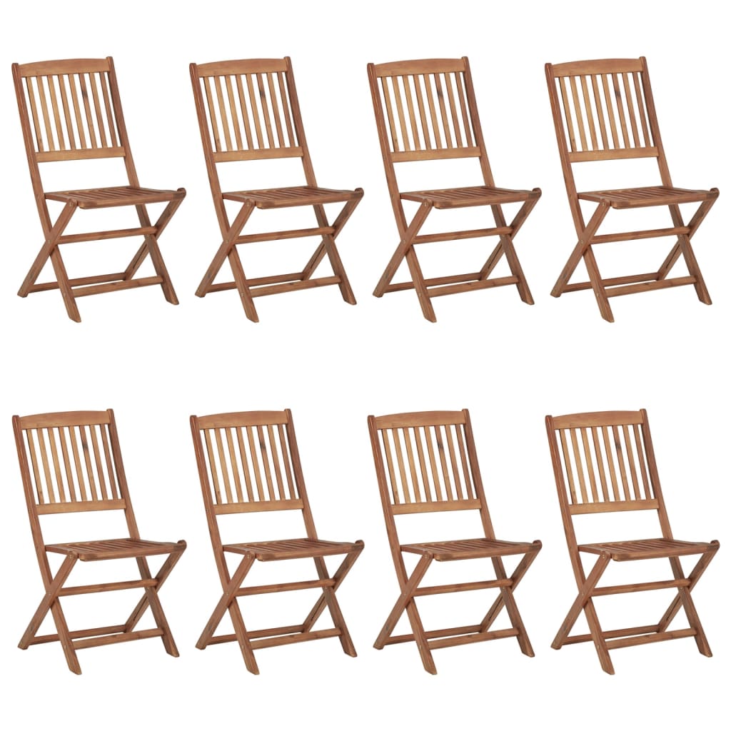 vidaXL Sillas de exterior plegables 8 uds madera maciza acacia