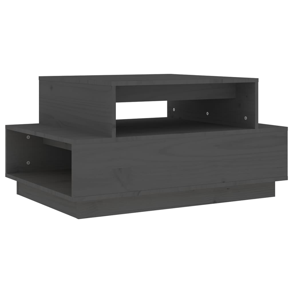 vidaXL Mesa de centro madera maciza de pino gris 80x55x40,5 cm