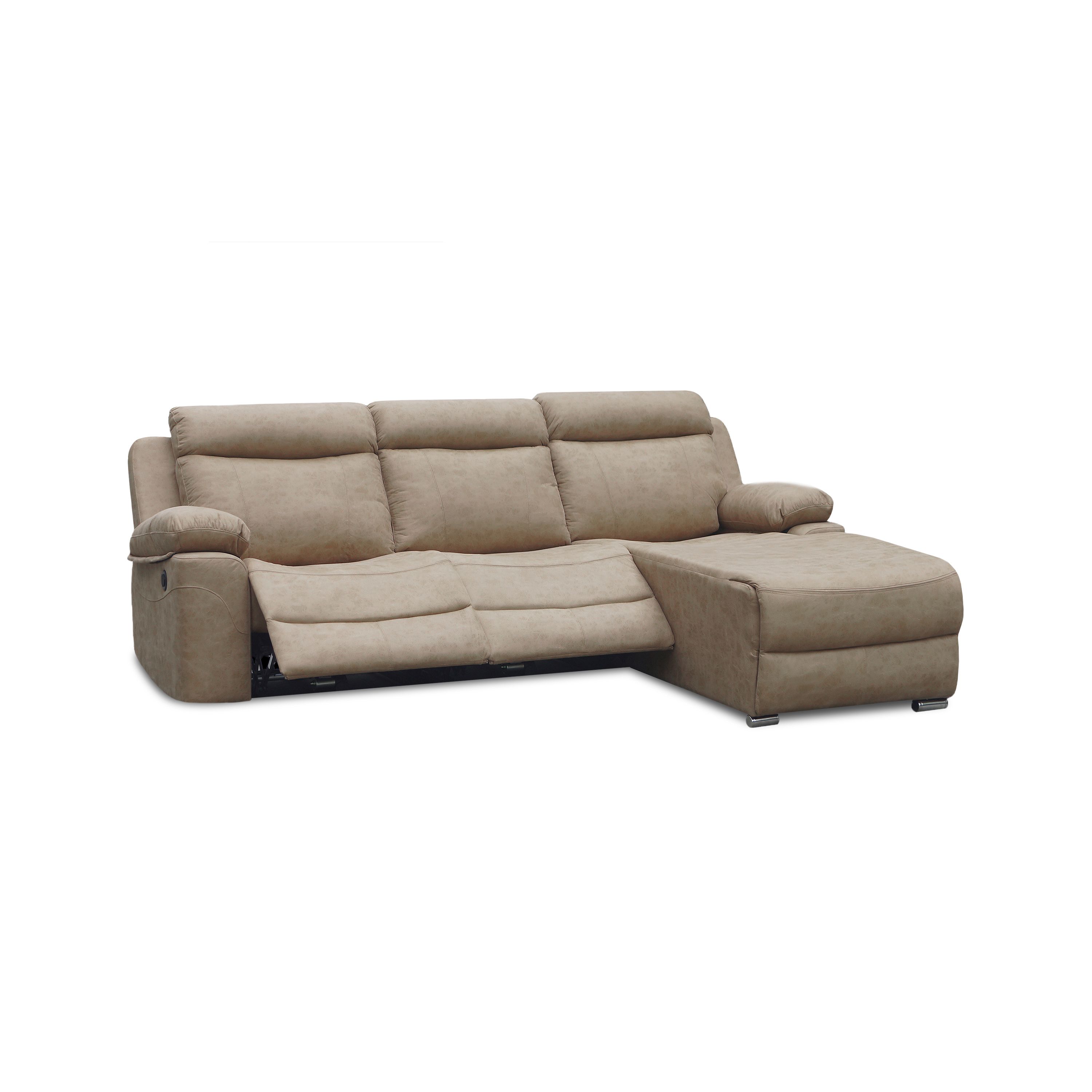 duehome - Sofá relax eléctrico con chaiselongue izquierdo Nellie 3 plazas
