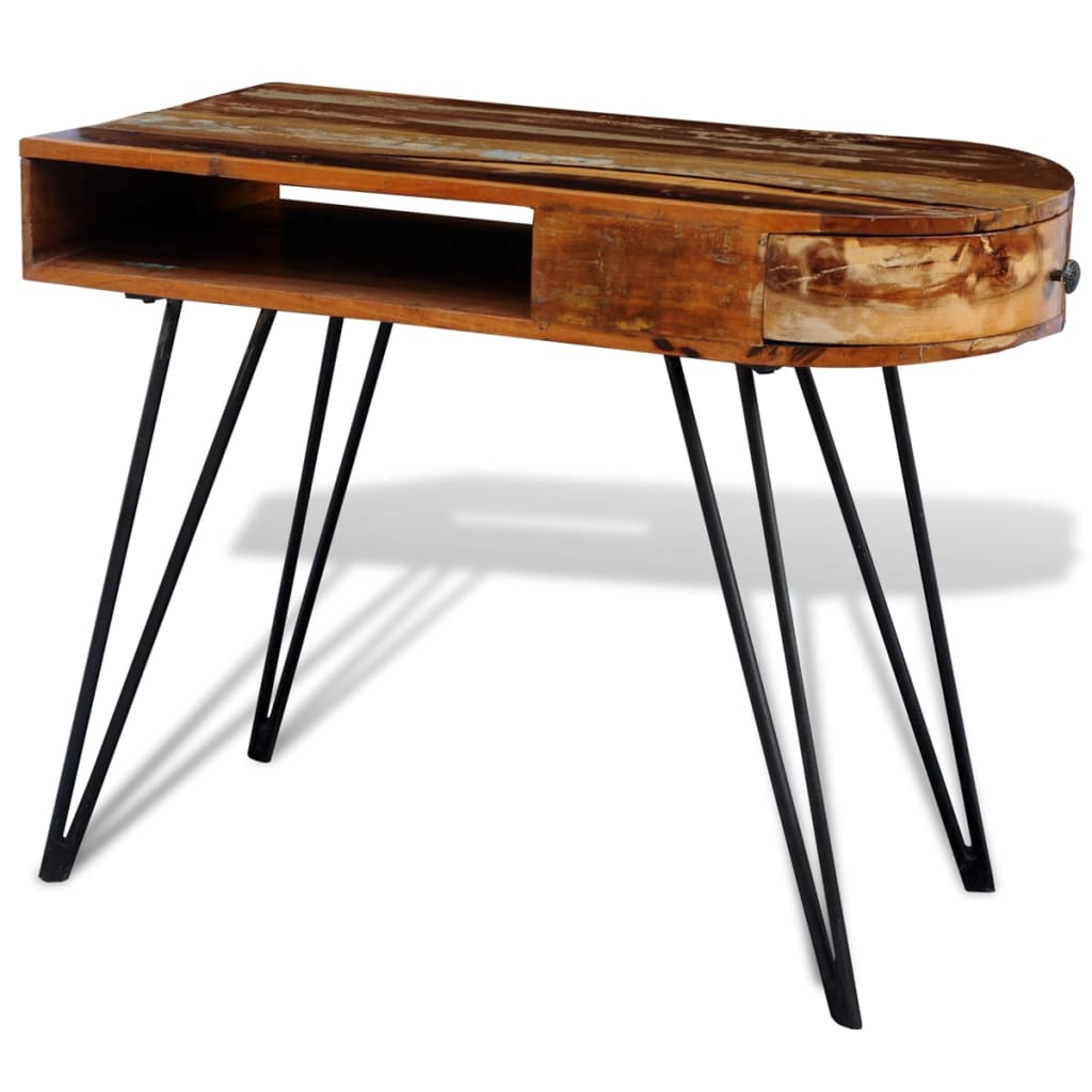 vidaXL Escritorio de madera reciclada con patas de hierro