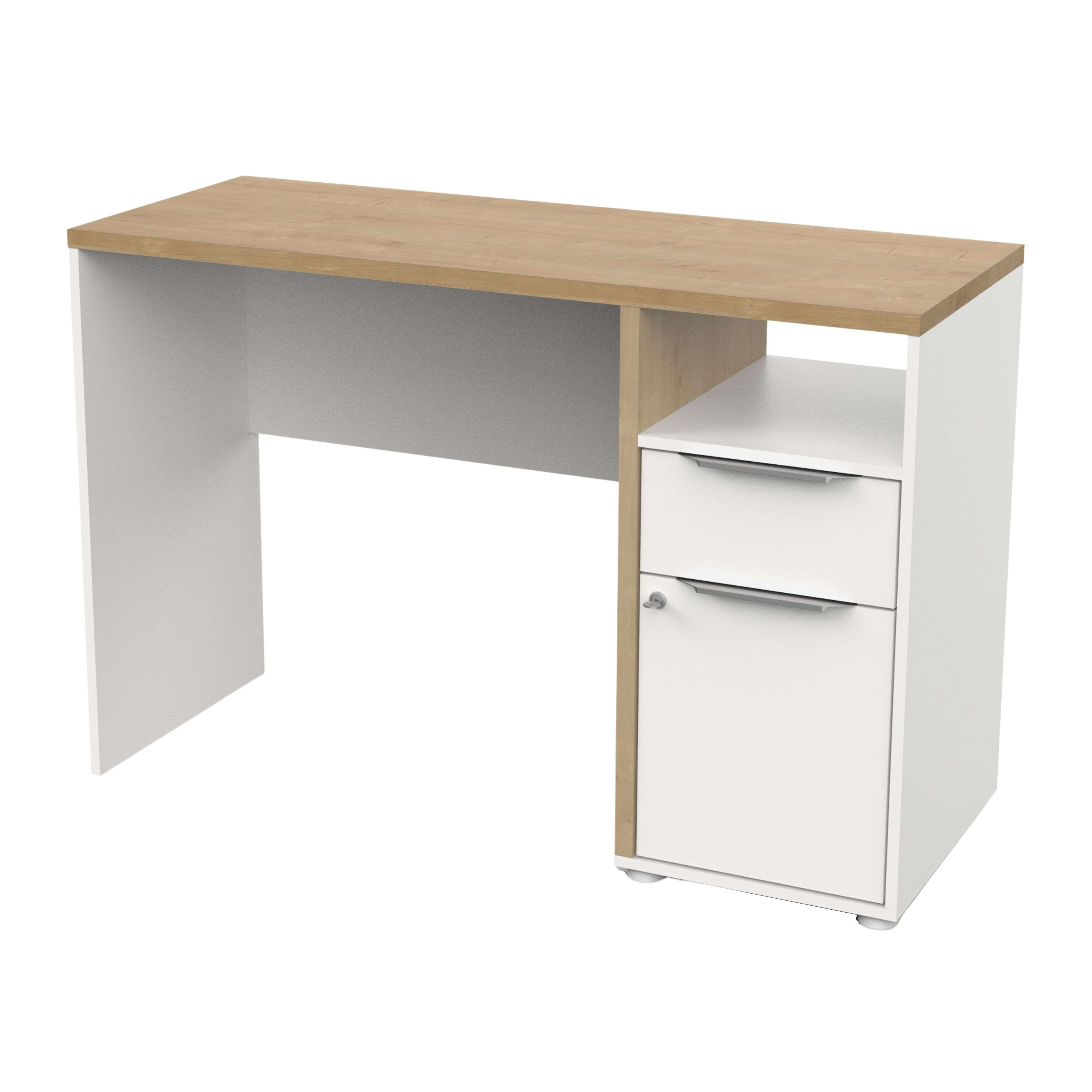 Miroytengo Mesa Escritorio Acces Color Roble Hamilton Y Blanco Mate 117 cm