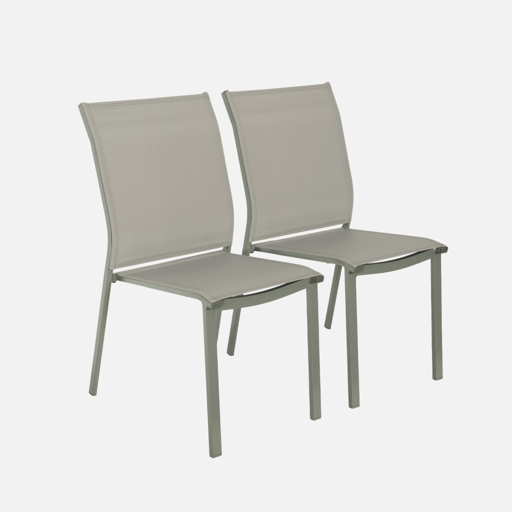 sweeek - Silla de jardín apilable de aluminio y textilene, set de 2 , Buffalo , 64x45x89
