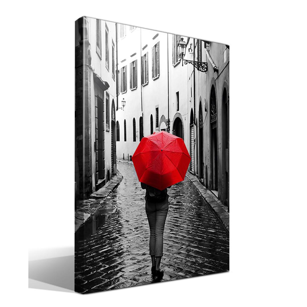 Cuadro Canvas Negro y Rojo - Chica - Alta Resolución - Lienzo 100% Algodón - Bastidor de Madera - Fabricado en España