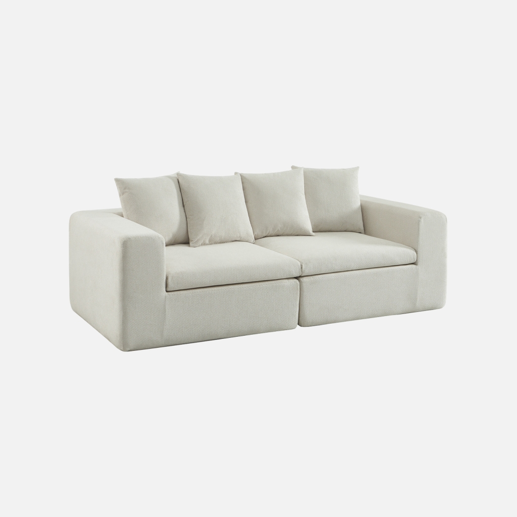 sweeek - Sofá modular de tela chenilla, 2 plazas , Movi , 219x110x62