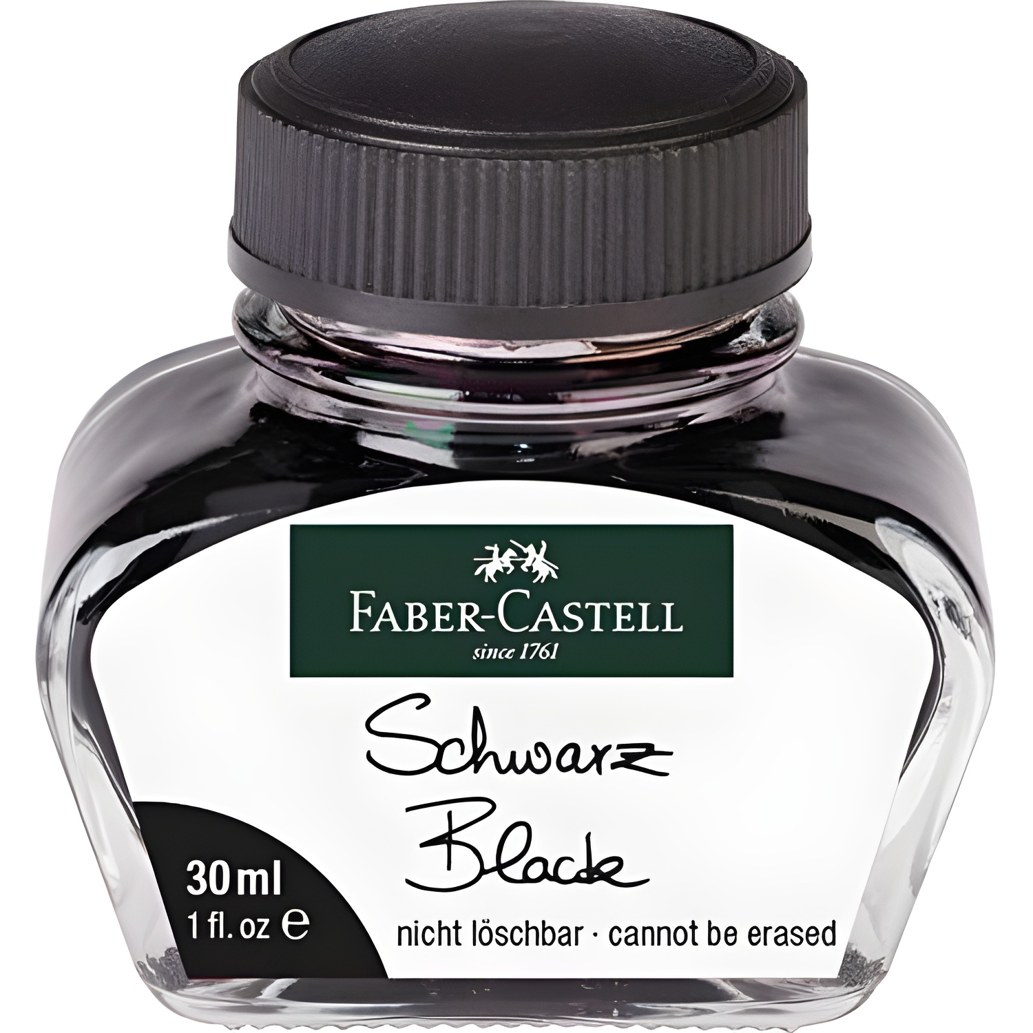 Faber castell tintero 30ml tinta real borrable negro