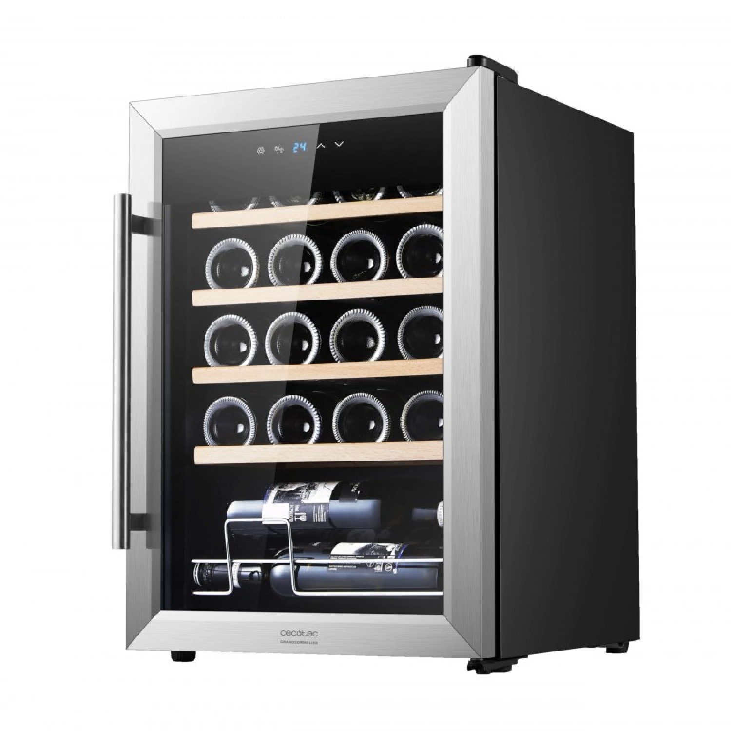 Cecotec Vinoteca - Nevera para Vinos - 24 Botellas Bolero GrandSommelier 2050 Inox Compressor. Temperatura ajustable de 5-18ºC