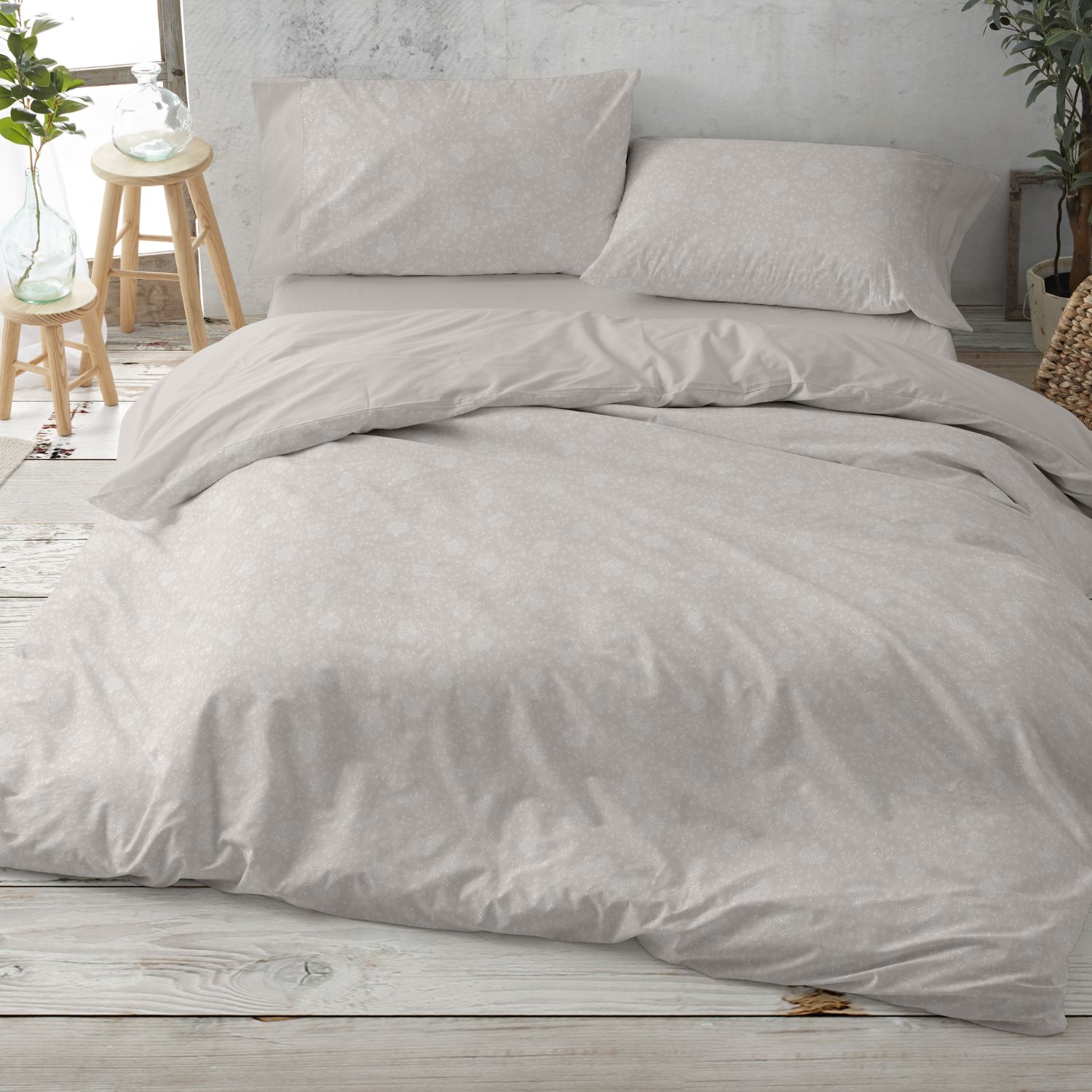 Juego Funda Nórdica Franela 100% Algodón - Diseño Floral Provenzal | Suave y Cálida para Invierno | 4 Tamaños de Cama