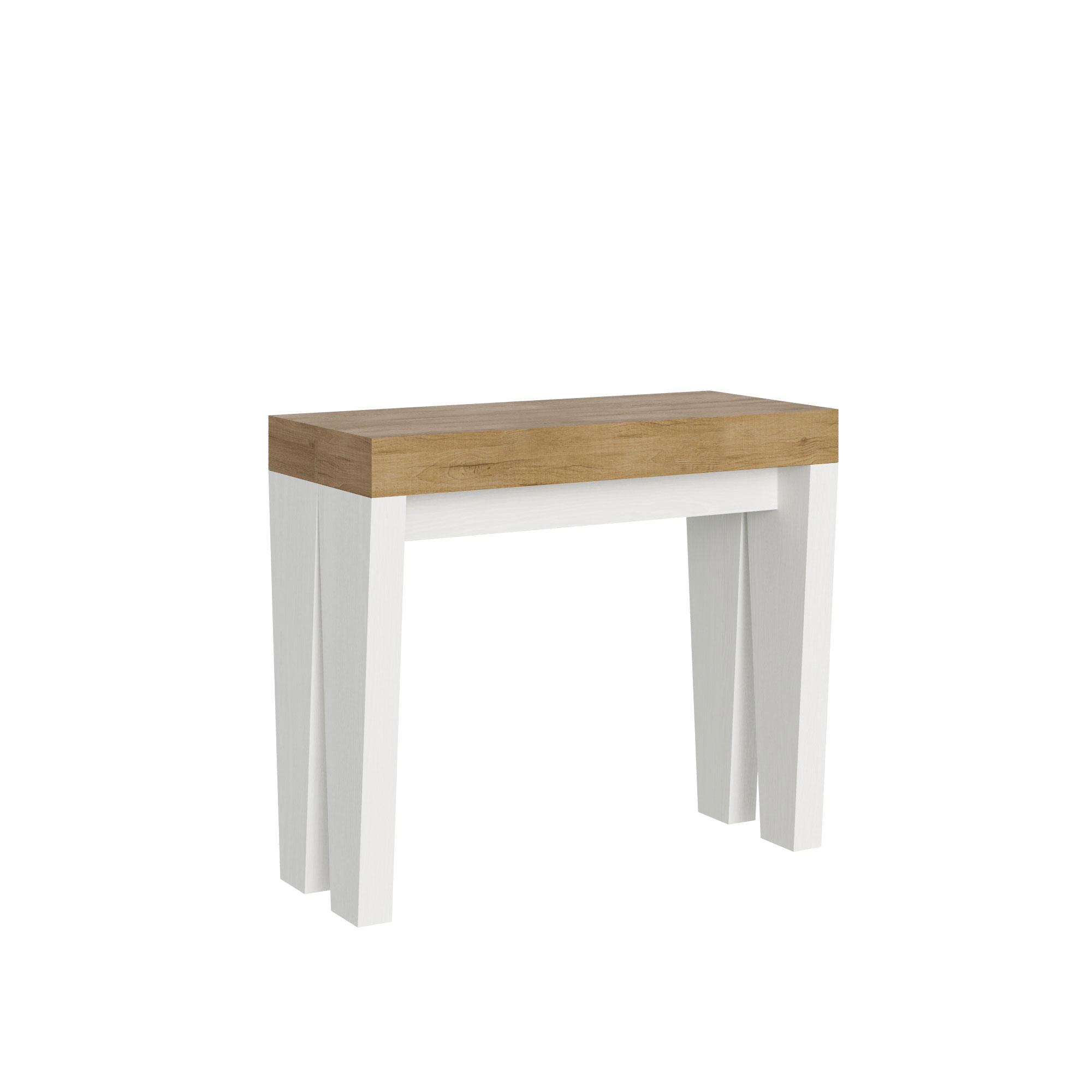 Consola extensible 90x40/196 cm Spimbo Mix Small Tapa de Roble Natural - Estructura de Fresno Blanco - Itamoby
