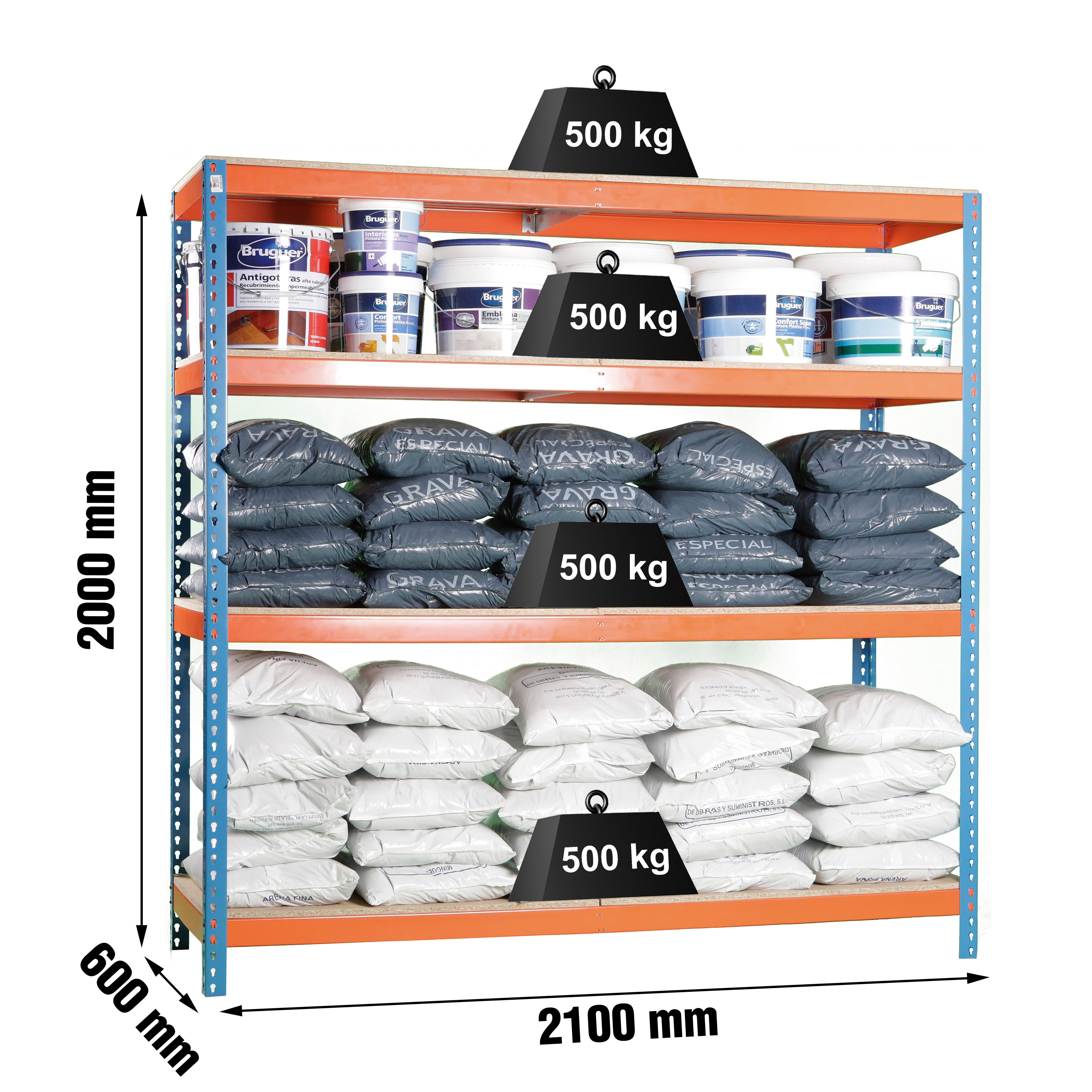 Estantería SIMONRACK Simonforte 2106-4 chipboard azul/naranja/mader