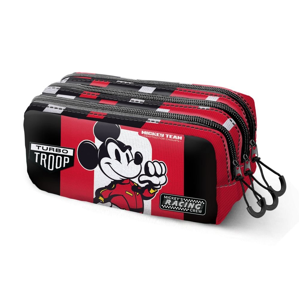 KARACTERMANIA ESTUCHE PORTATODO RECTANGULAR TRIPLE MICKEY MOUSE RACING RACING 10x23x11 Cms.