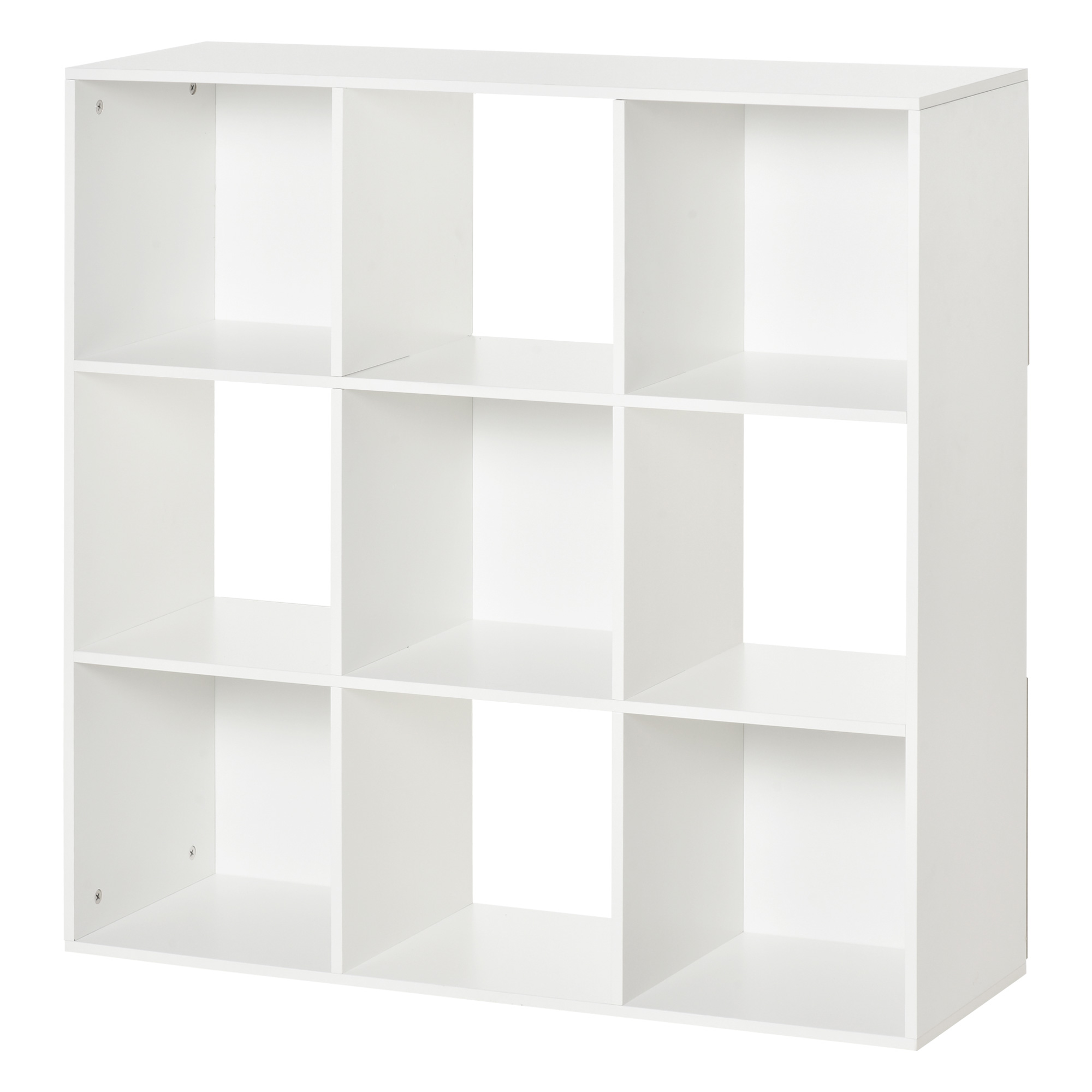 HOMCOM Estantería Librería 3 Niveles Armario de Almacenamiento 9 Cubos Estantería de Pie Separador de Habitación Estante de Exposición 91,5x29,5x91,5cm Madera