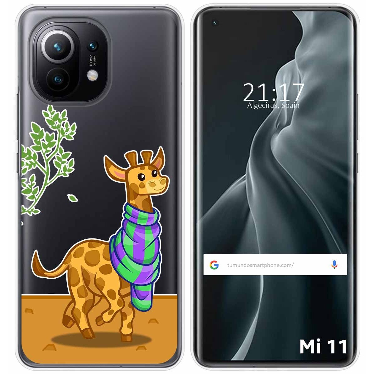 Tumundosmartphone Funda Gel Transparente para Xiaomi Mi 11 5G diseño Jirafa Dibujos