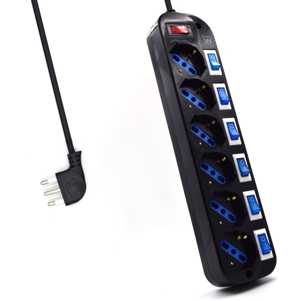 Ewent EW3850 limitador de tensión Negro 6 salidas AC 220 V 1,5 m