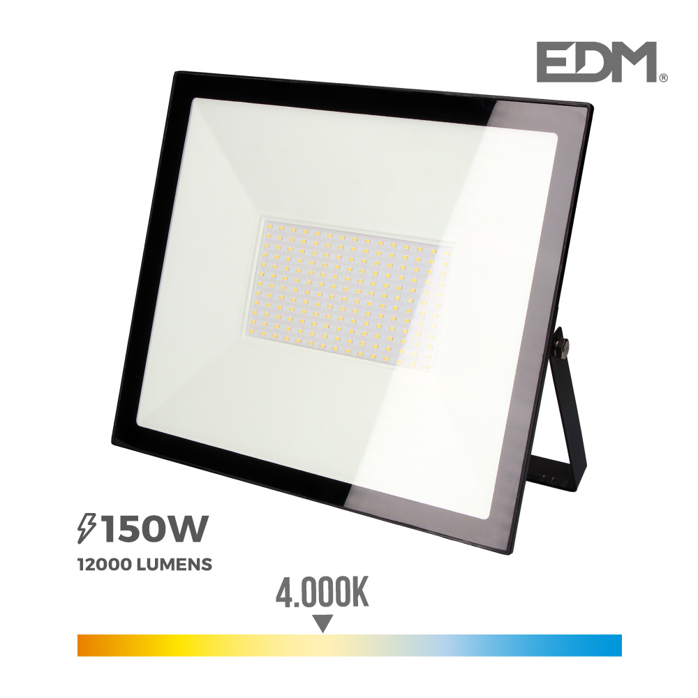 Foco proyector led 150w 12000lm 4000k luz dia 35x31x4,5cm edm