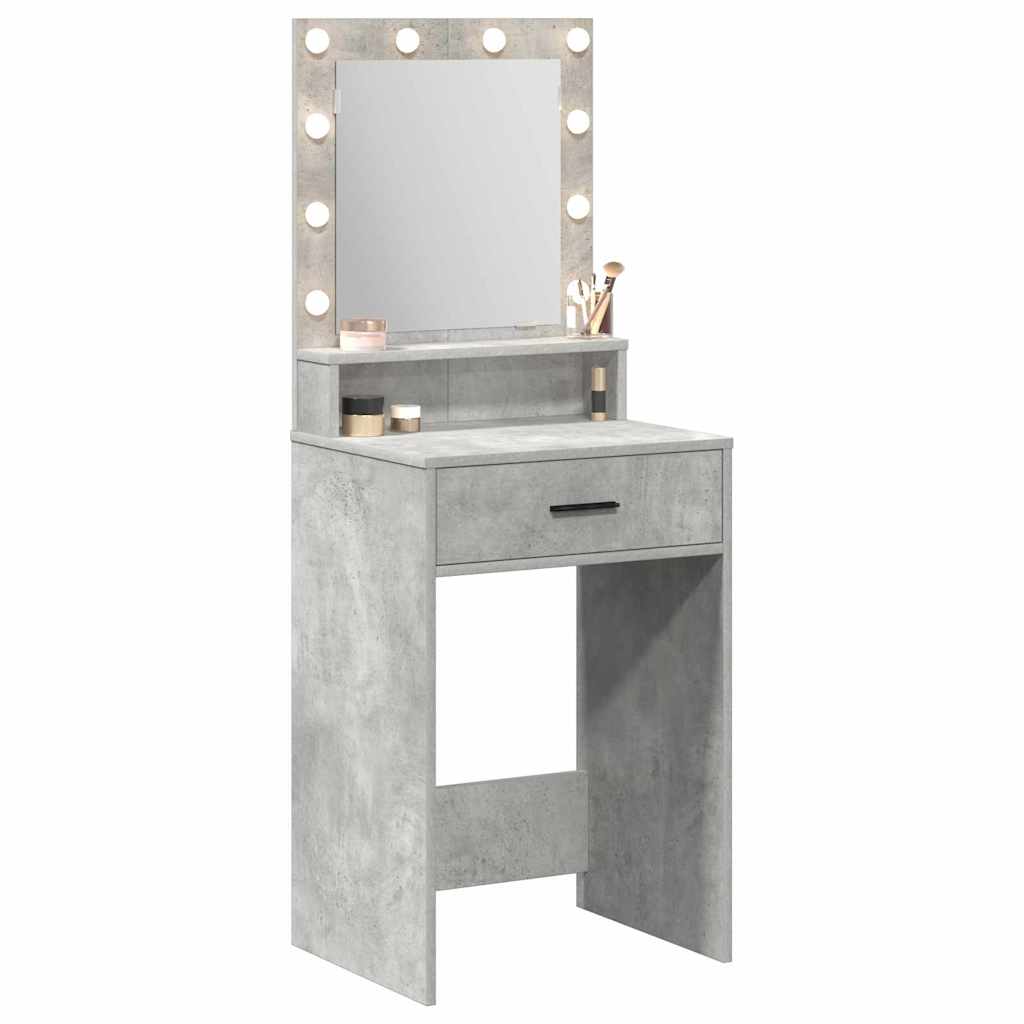 vidaXL Mesa Tocador con luces de espejo Gris Concreto 50 x 41 x 135 cm