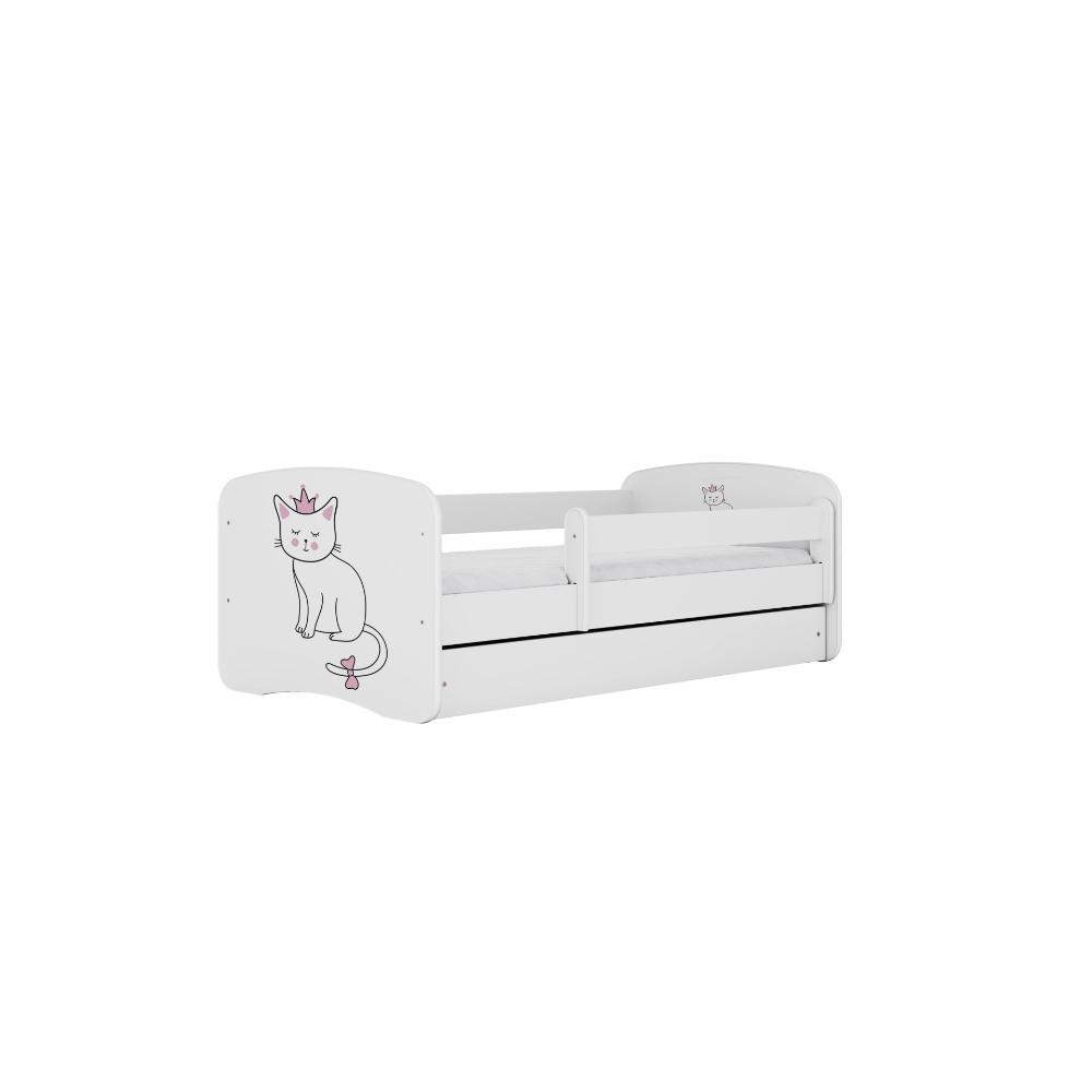 Cama 160 x 80 cm Kocot Kids com colchão BabyDreams Cat White