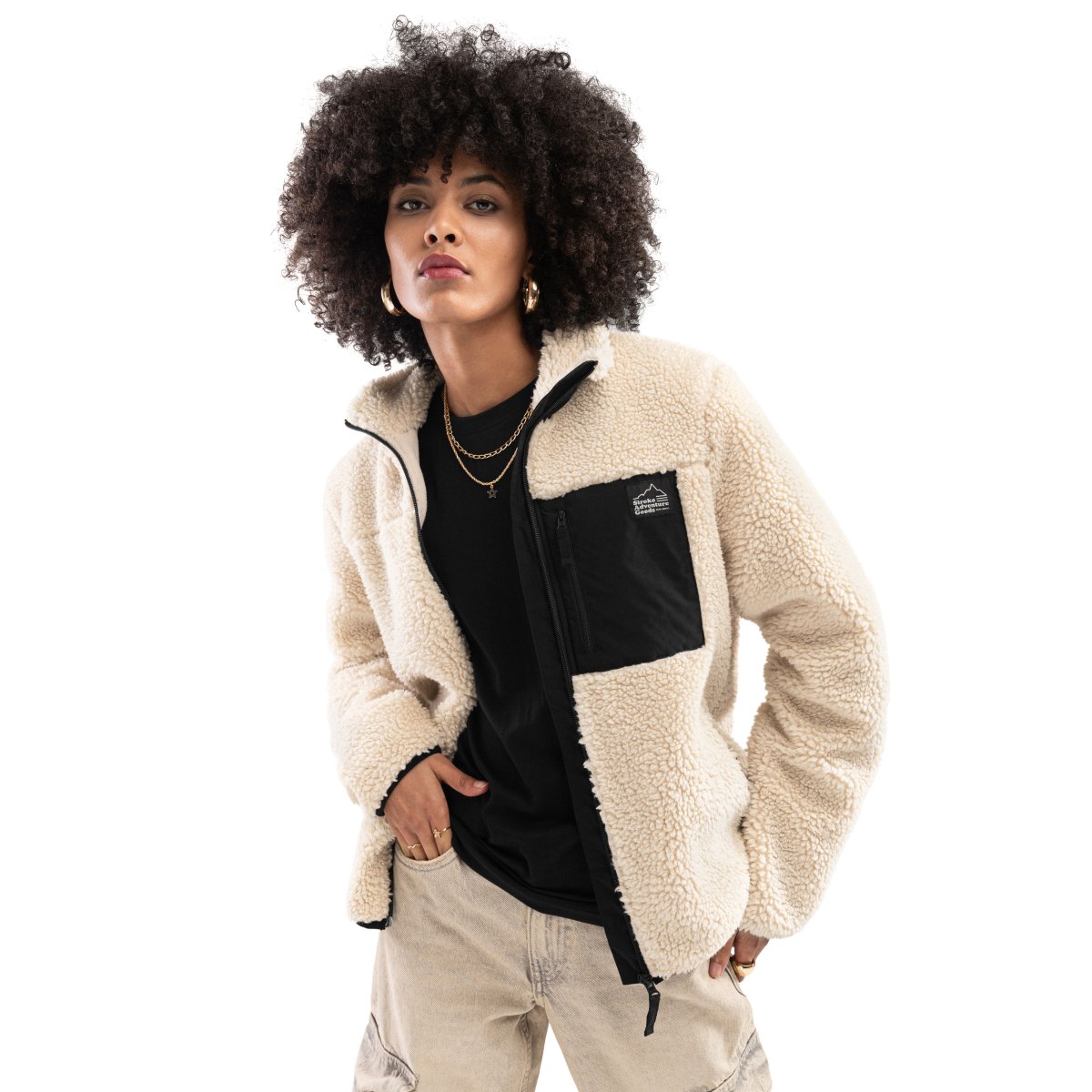 Siroko - Chaqueta Sherpa Casual para Mujer_