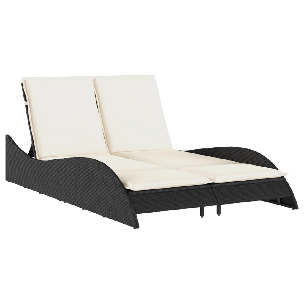 Vidaxl Tumbona con Cojines Ratán Sintético 114x205x73 Cm Negro