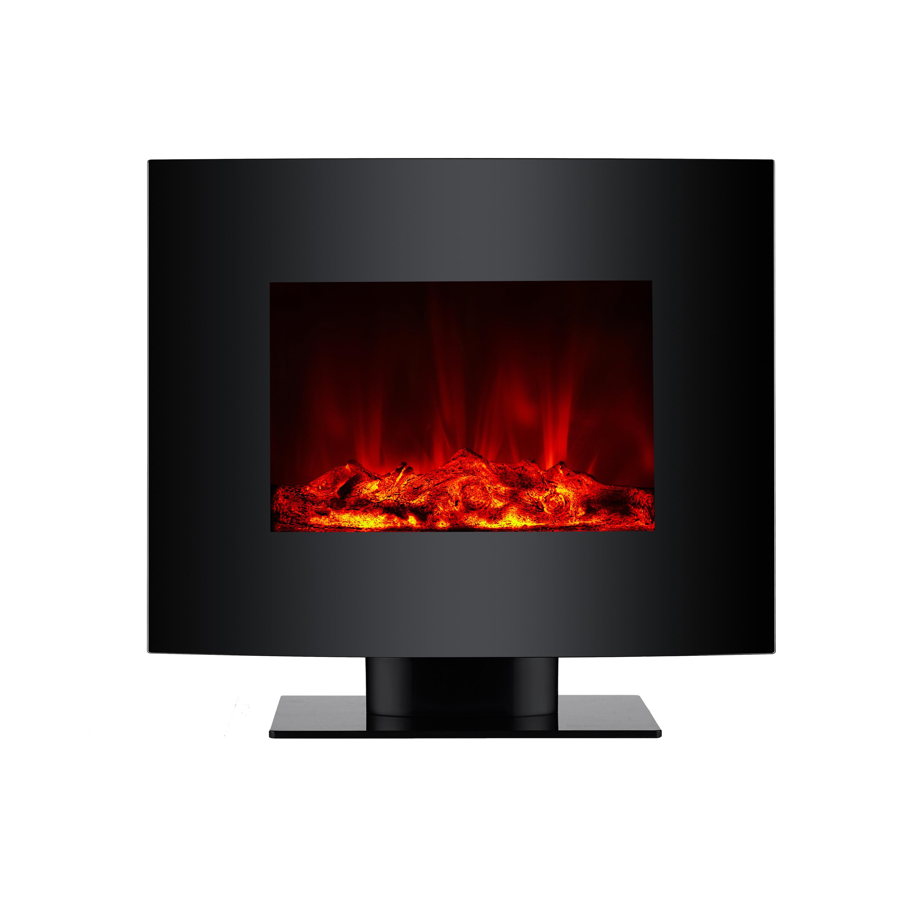 Chimenea Eléctrica 2kW de cristal templado negro con mando a distancia Purline CHE-340