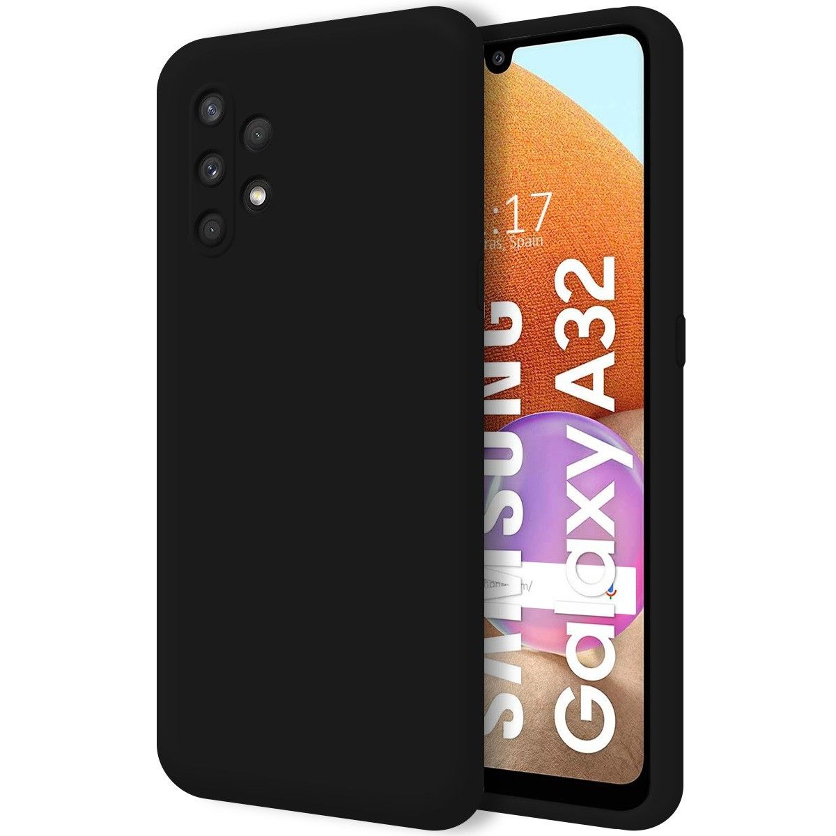 Tumundosmartphone Funda Silicona Líquida Ultra Suave para Samsung Galaxy A32 4G color Negra
