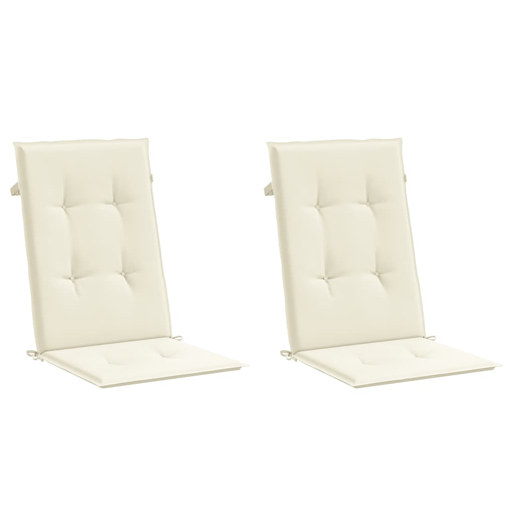 vidaXL Cojín silla de jardín respaldo alto 2 uds tela crema 120x50x3cm