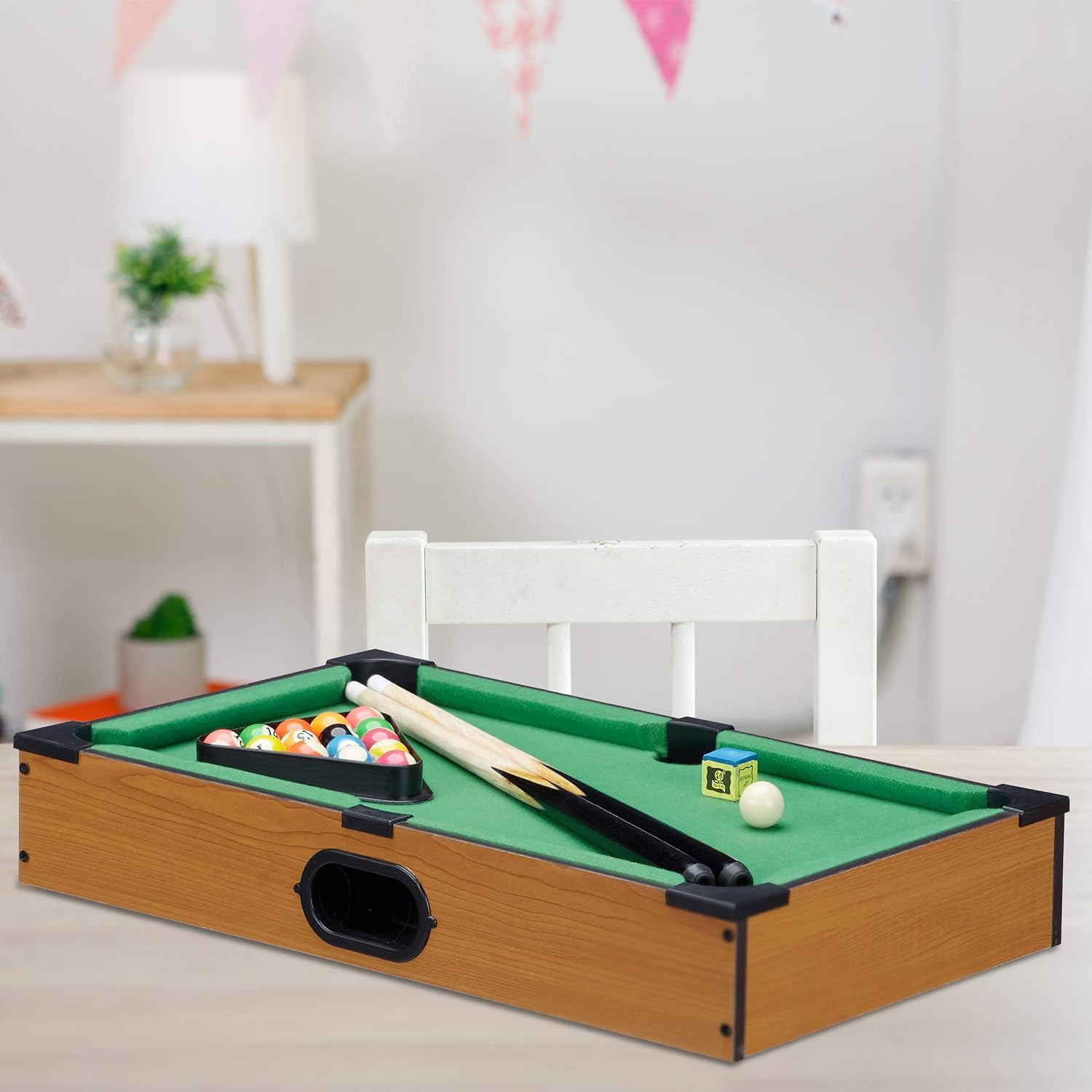 Futbolín de Mesa de Madera - Billar de Mesa de Madera - Air Hockey de Mesa de Madera - Juegos Compactos para niños y Adultos - 1 vs 1 (BALL 2499)