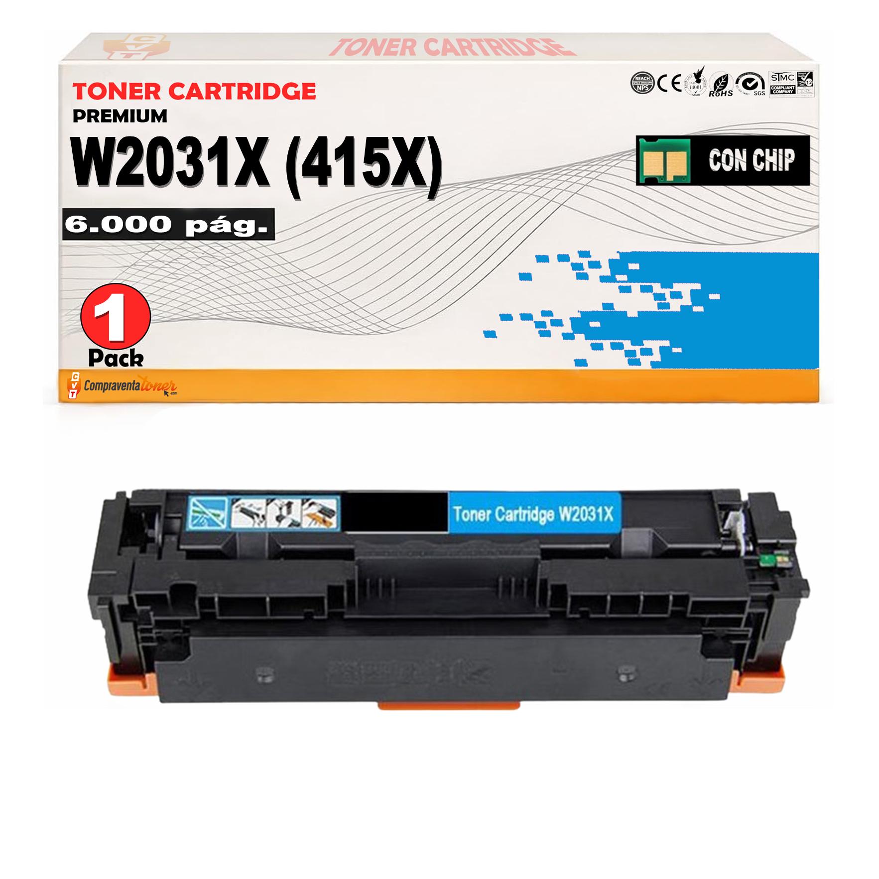 Compatible HP W2031X Cyan Toner 415X / 415A (CON CHIP) para HP Color LaserJet Pro MFP M454, M479