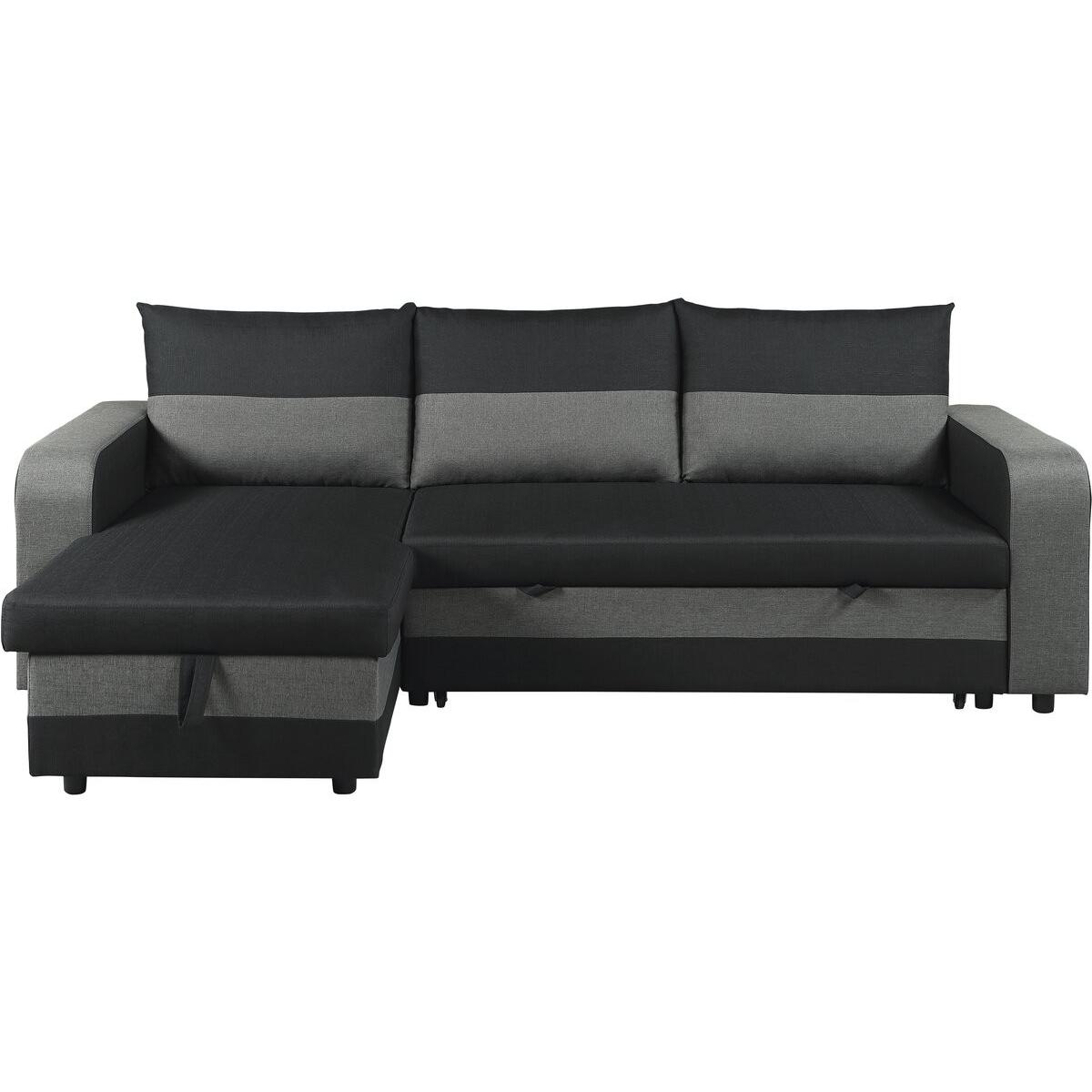 Habitat y Jardin - Sofá esquinero de tela reversible/convertible "Victor" - 3 plazas - Negro