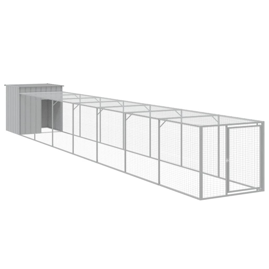 vidaXL Gallinero con Corral Jaula Caseta de Gallinas Acero Galvanizado Color Antracita,  Gris claro, y mas