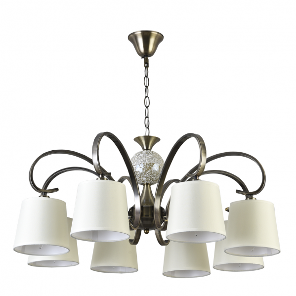 FABRILAMP Lampara Concordia 8xe14 Cuero Pantalla Beis REGx75x75