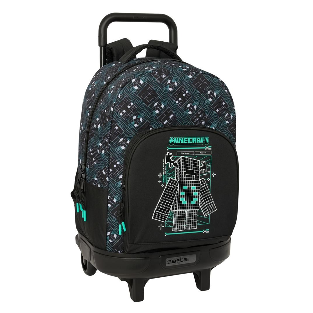Mochila Minecraft Gde. C/Ruedas Compact Extraible 33x45x22Cm (Safta 612619918)