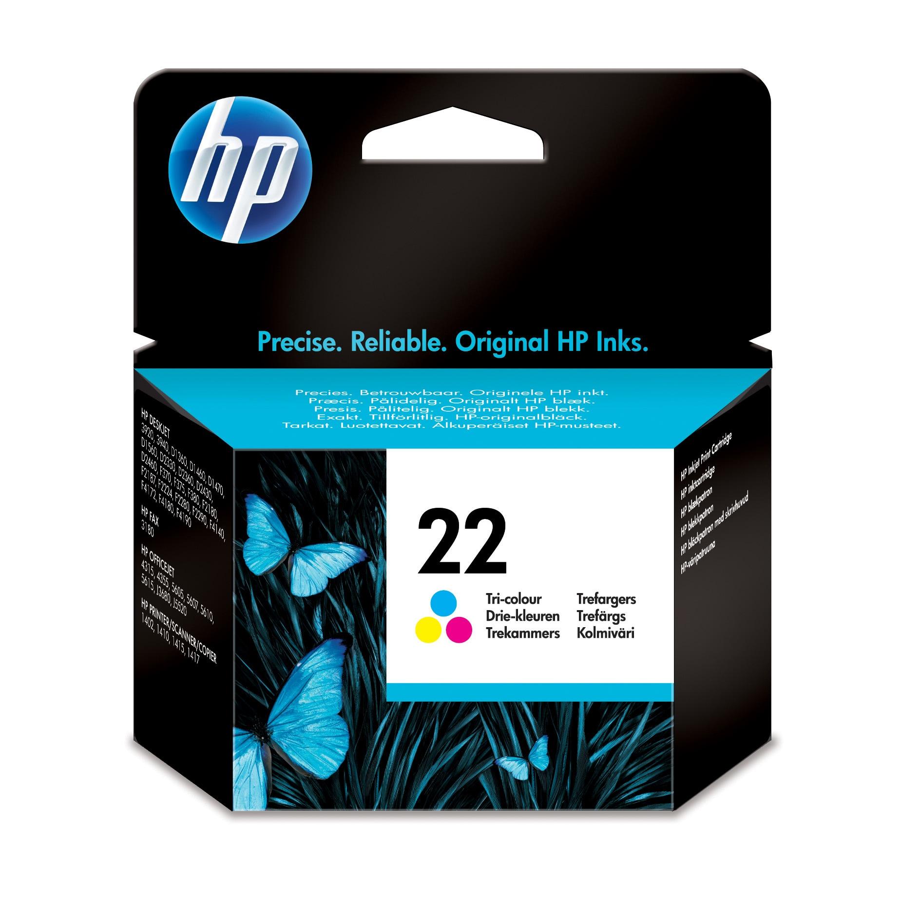 Cartucho de tinta original HP 22 tri-color