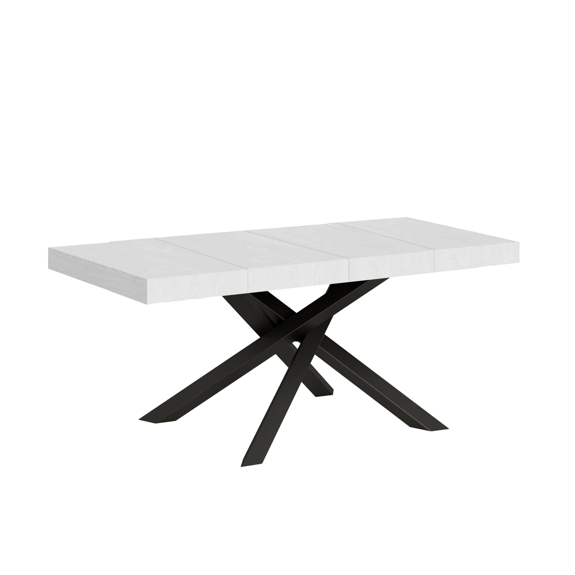 Mesa extensible Volantis Premium 120/380x90 cm fresno blanco patas antracita - Itamoby