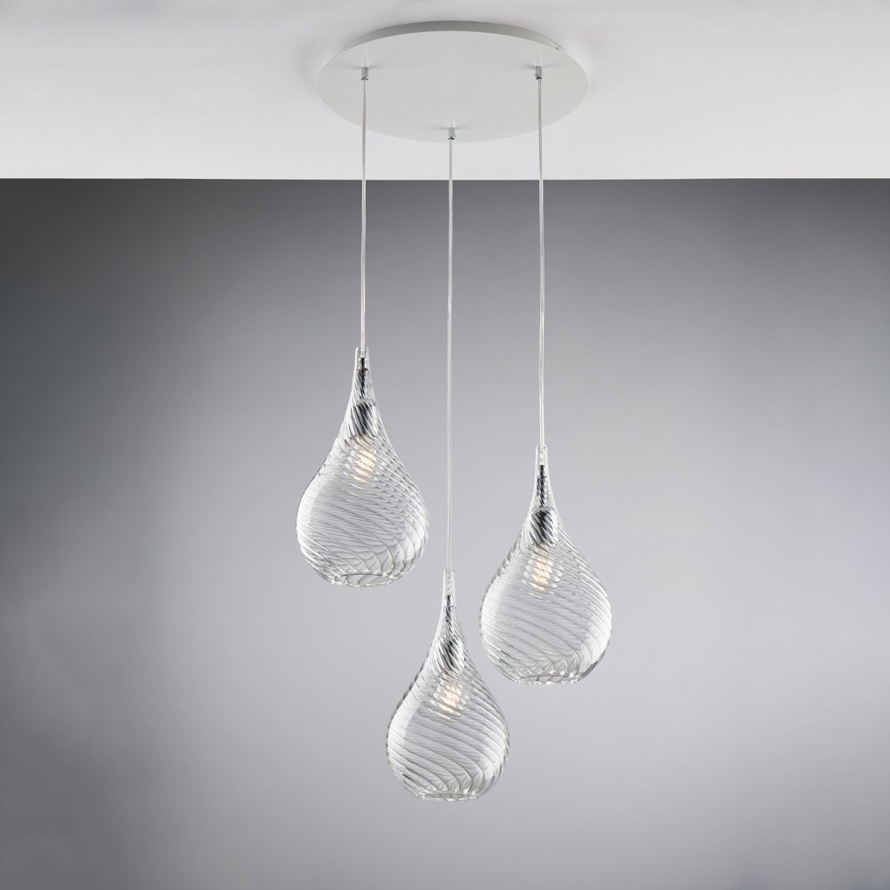 Moderna lámpara de araña Pluvia transparente 3 Luces E27