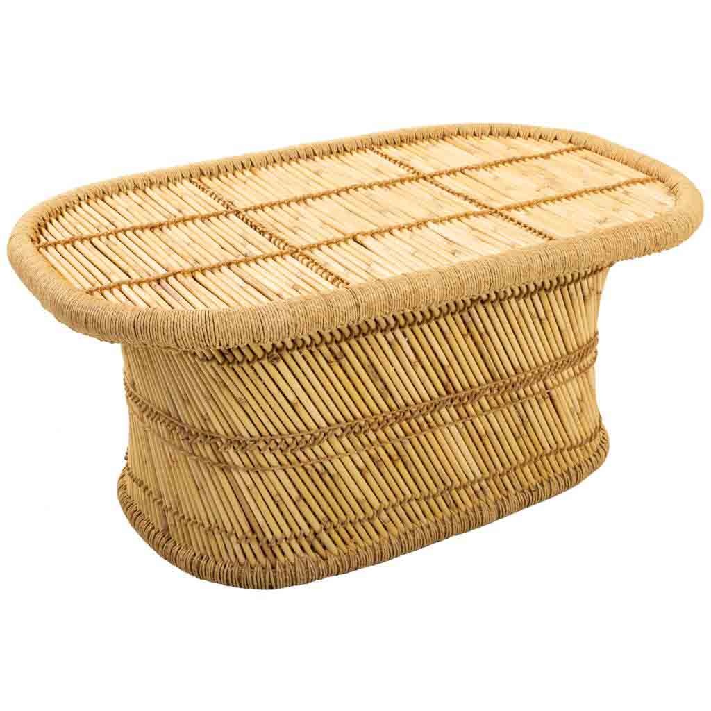 Wonderlust Deco - Mesa auxiliar de bambú marrón 102x65x45 Marrón 102x65x45h cm