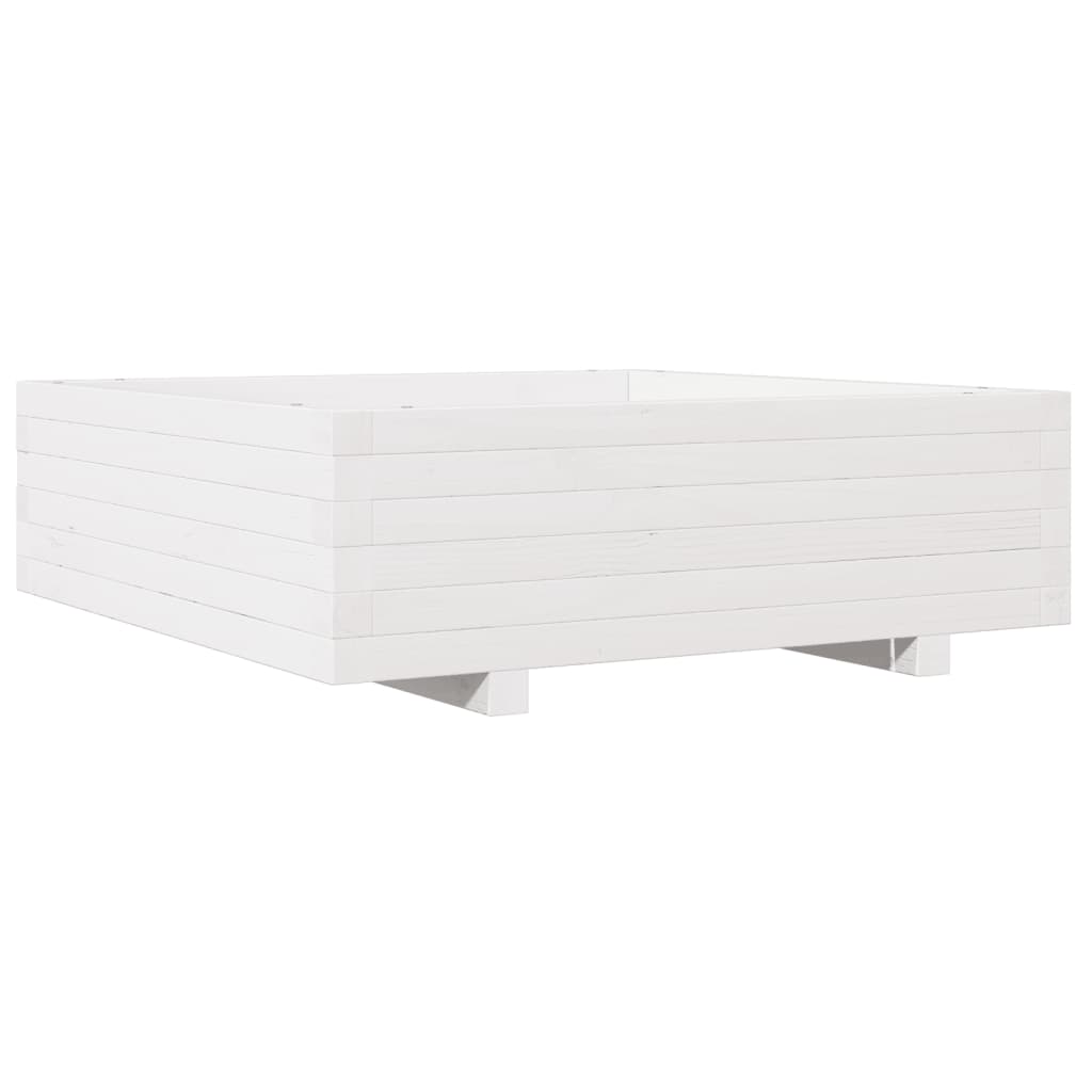 vidaXL Jardinera de madera maciza de pino 80x80x26,5 cm Color Pino natural,  Blanco,  Marrón cera y mas