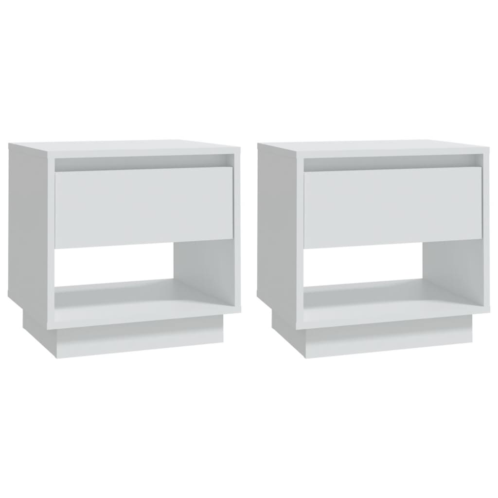 Vidaxl Mesitas de Noche 2 Unidades Madera Contrachapada 45x34x44 Cm Blanco
