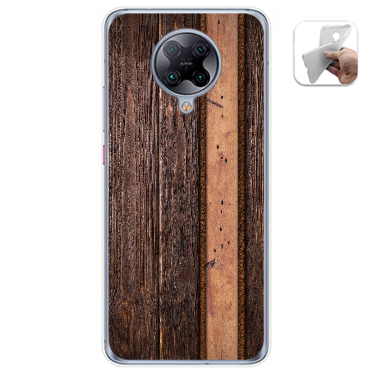 Tumundosmartphone Funda Gel Tpu para Xiaomi POCO F2 Pro diseño Madera 05 Dibujos