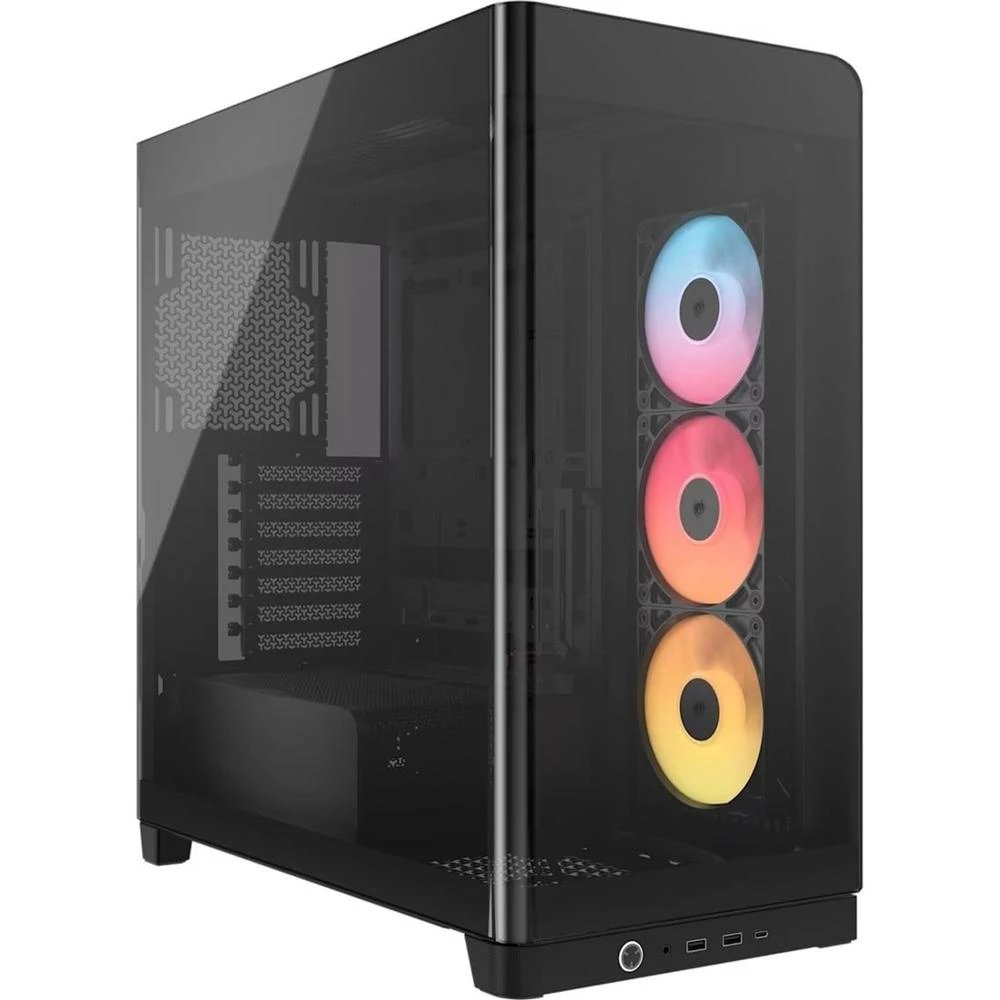 Corsair - Caja para discos duros PC CC-9011314-WW con panel de cristal templado curvado, soporte para SSD y disco duro externo, refrigeración líquida hasta 360 mm y compatibilidad ATX/E-ATX