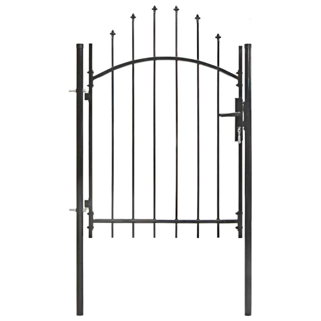vidaXL Puerta de Jardín con Arco Superior 1x1.75m Acero Vallas Entradas Color Blanco,  Negro, y mas