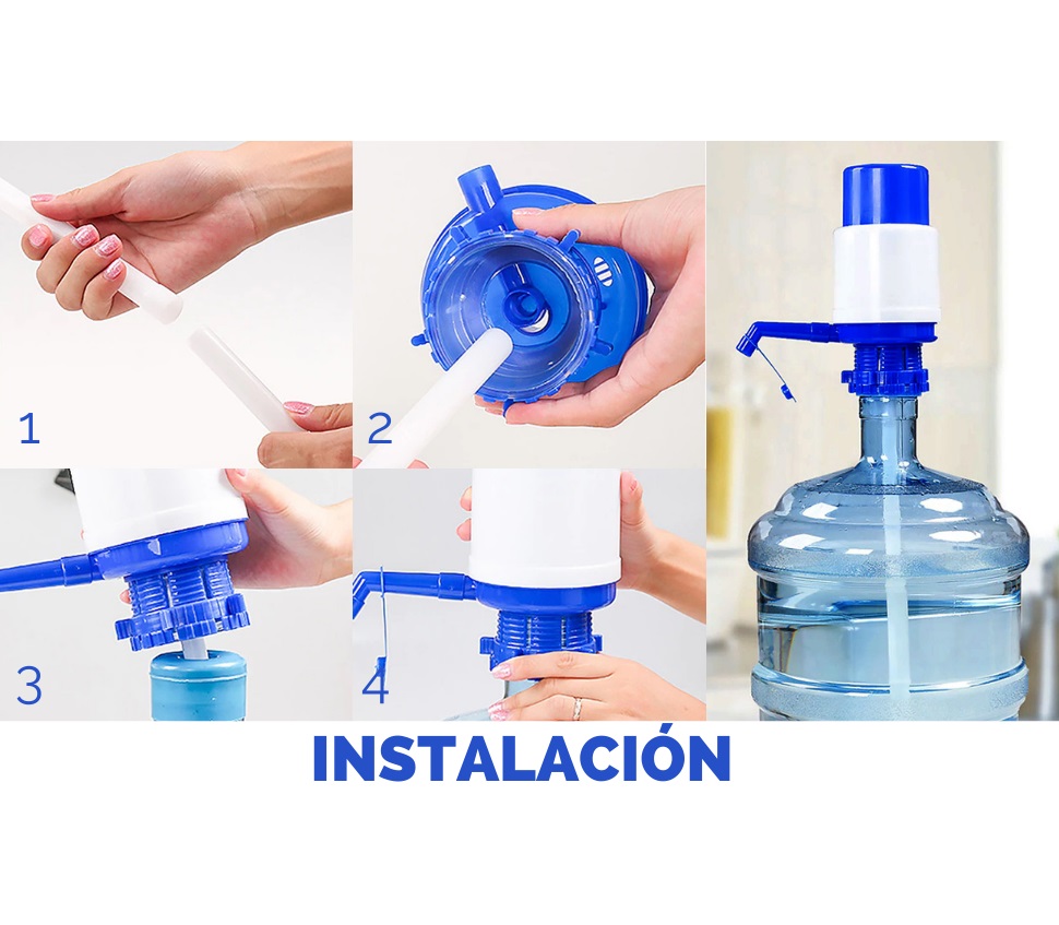 Dispensador de Agua Manual para garrafas - Bomba portátil de presión Manual  - Adaptador Universal - Grifo Adaptable a garrafas de Agua y Botellas - WE  HOUSEWARE : : Hogar y cocina