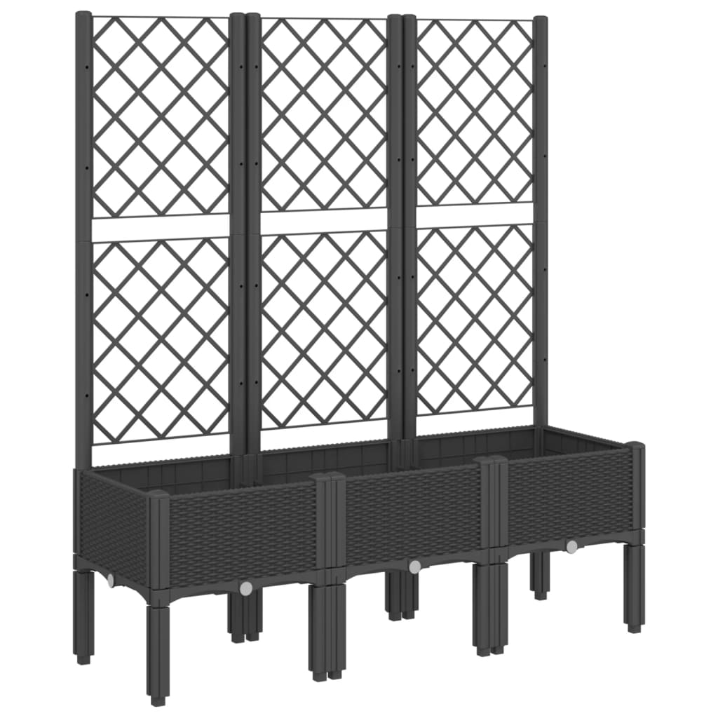 vidaXL Jardinera con enrejado PP negro 120x40x142 cm