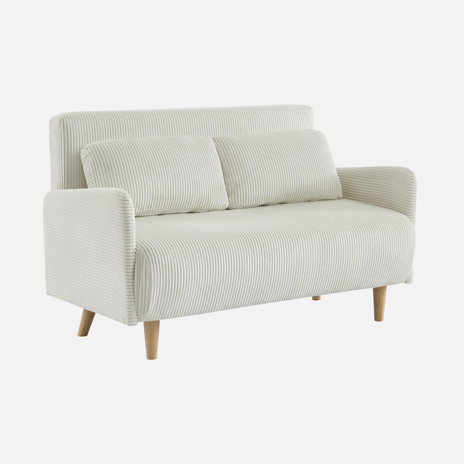 sweeek - Sofá cama de pana con patas de madera,  2 plazas , Panam pana , 131x75x81